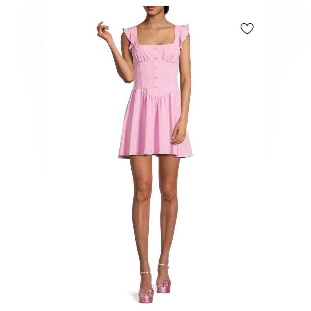 AMANDA UPRICHARD Holland Flutter Sleeve Mini Dress Pink Size S NWT